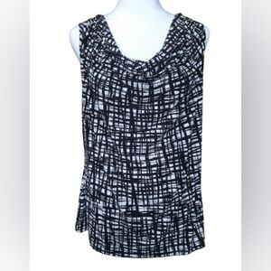 CALVIN KLEIN ◼ Beautiful sleeveless black and white top for women - Size:  L